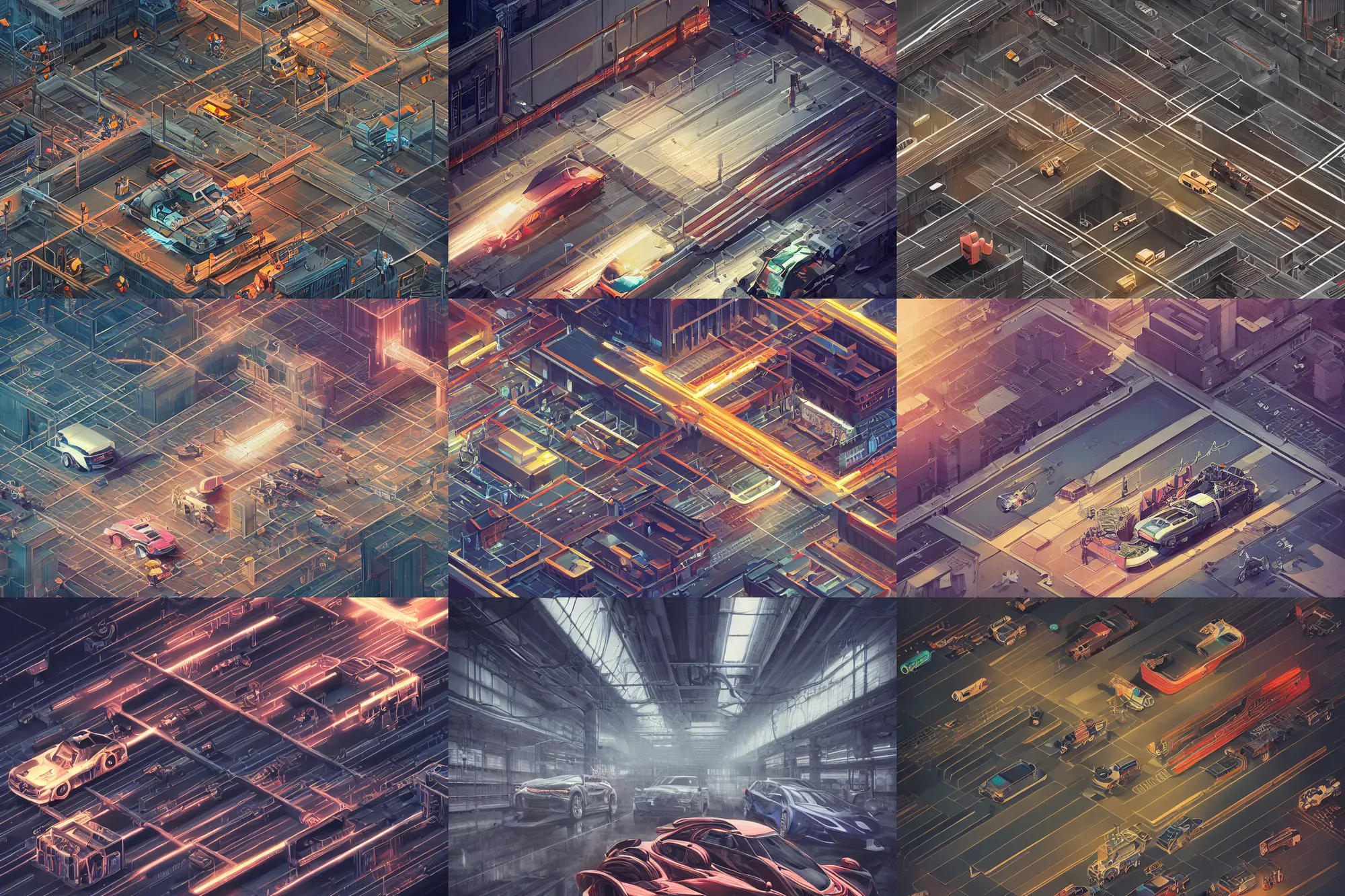 Prompt: portrait isometric drawing, printerest, car factory, intricate, epic lighting, cinematic composition, hyper realistic, 8k resolution, unreal engine 5, by Artgerm, tooth wu, dan mumford, beeple, wlop, rossdraws, James Jean, Andrei Riabovitchev, Marc Simonetti, yoshitaka Amano, Artstation