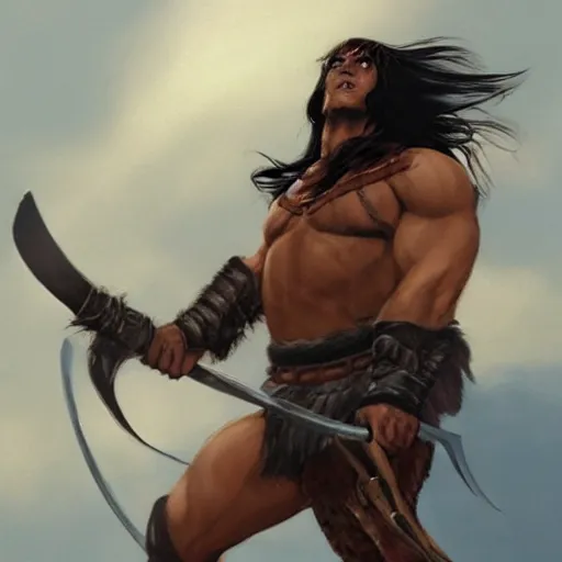 Prompt: Conan the Barbarian by Phil Noto