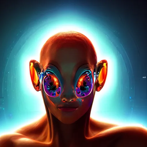 Image similar to I've discovered life, scientist, ecstatic, infinite power, manic, perfect eyes, full body shot, portrait, energized face, noble, transformation, vivid colors, elegant, concept art, sharp focus, digital art, Hyper-realistic, 4K, Unreal Engine, Highly Detailed, HD, Dramatic Lighting by Brom, trending on Artstation