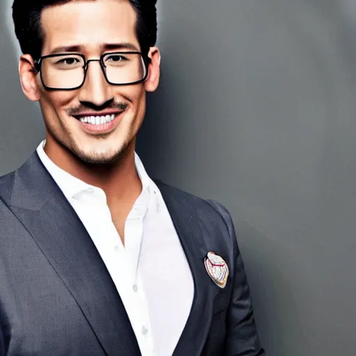 Image similar to a high quality photo of handsome markiplier, gigachad