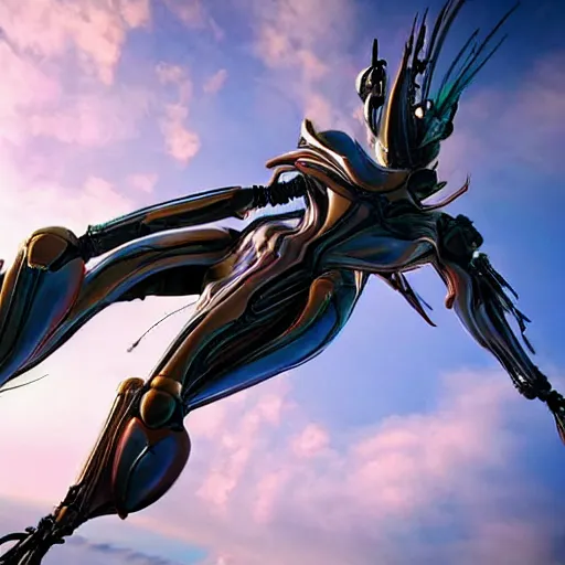 Prompt: worm's eye view from the floor, looking up, at a highly detailed 300 foot tall giant exquisite beautiful female warframe, as an anthropomorphic robot dragon, posing elegantly over your tiny form, camera looking up from the ground, at the beach on a sunset, sleek streamlined design, streamlined matte black armor, sharp detailed claws, detailed sharp robot dragon feet, giantess shot, upward shot, ground view shot, front shot, cinematic shot, high quality warframe fanart, captura, realistic, professional digital art, high end digital art, furry art, giantess art, anthro art, DeviantArt, artstation, Furaffinity, 8k HD render, epic lighting