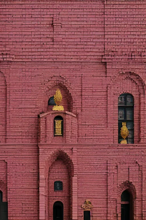 Image similar to photography by wes anderson, kremlin, red square, building with bricks, sharp focus, golden ratio, symmetry, ultra realistic, 8 k