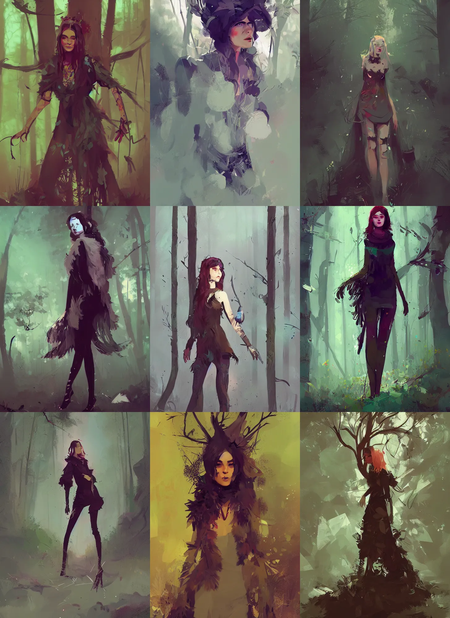 Prompt: a beautiful digital painting art of a full body portrait of a stylish forest witch, artwork by ismail inceoglu, trending on artstation