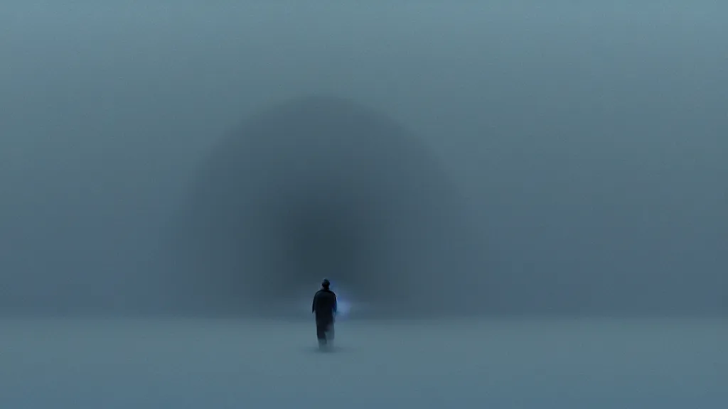 Image similar to a man exploring space, film still from the movie directed by denis villeneuve with art direction by zdzisław beksinski, wide lens