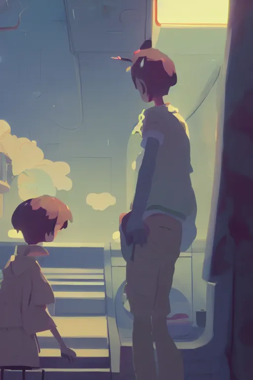 Image similar to we looked at each other and her face was red and blue, cory loftis, james gilleard, atey ghailan, makoto shinkai, goro fujita, character art, exquisite lighting, clear focus, very coherent, plain background, dramatic painting