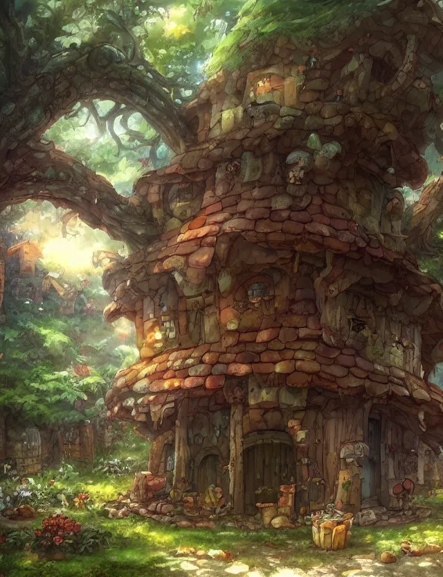 Prompt: anime scenery of a mushroom house, trending artwork, painted in anime painter studio, by anato finstark, tony sart, marc simonetti and an anime artist, collaboration