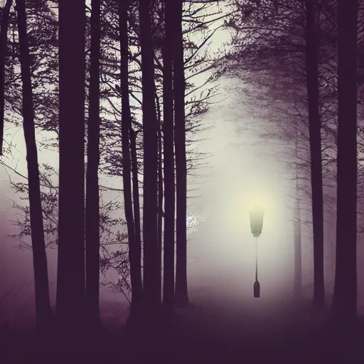 Image similar to a bright lantern in the pitch black, woods, horror, cinematic, intricate, dark, eyes, fog, haunting, 4 k