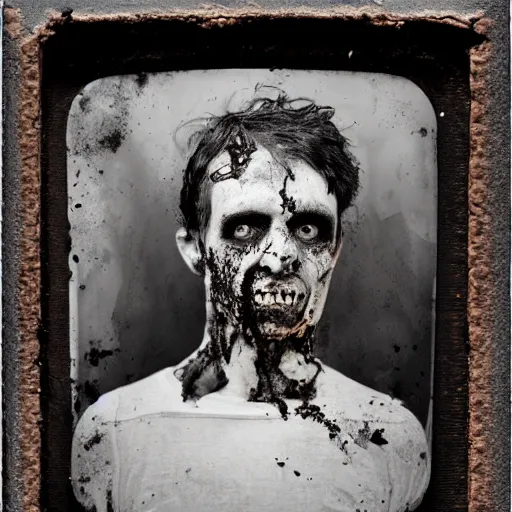 Image similar to tintype of a mangled zombie