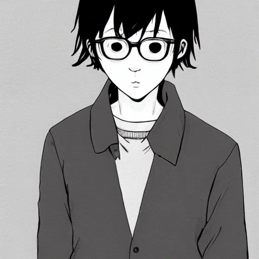 Image similar to a portait of a boy from inio asano manga good night pun pun, detailed