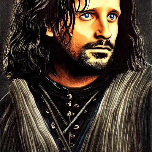 Prompt: aragorn einstein portrait