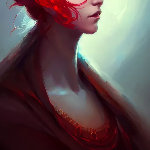 Image similar to a beautiful portrait of a beautiful red sorceress, game of thrones concept art by pete mohrbacher and guweiz and ilya kuvshinov, digital art, highly detailed, intricate, sharp focus, trending on artstation hq, deviantart, unreal engine 5, 4 k uhd image