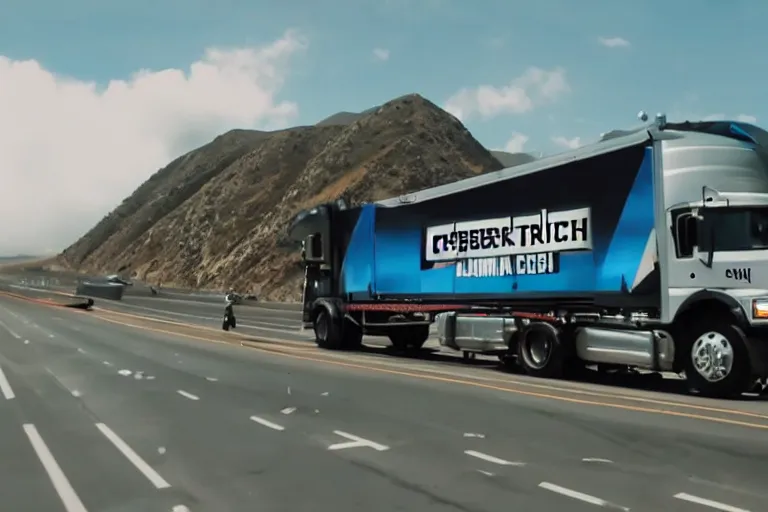 Image similar to Cybertruck on the California pch car commercial