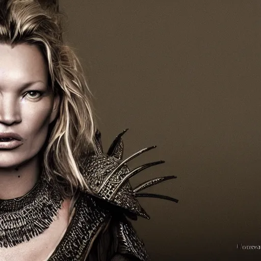 Image similar to kate moss dressed up as a knight in shining armour, hyper realistic, reflections, shadows, photo realistic, 8k