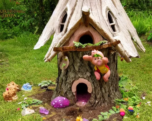 Image similar to giant baby ransacks a fairy house