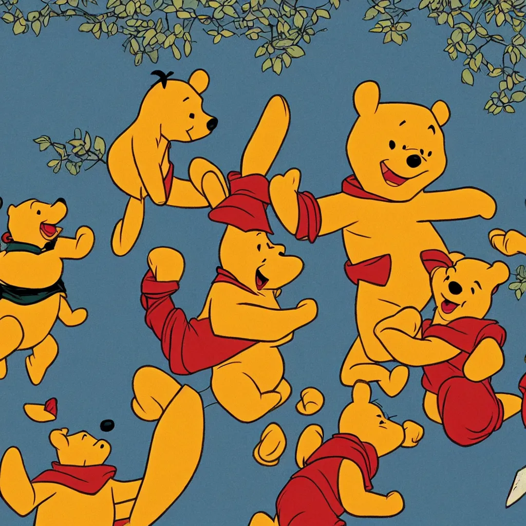 Prompt: winnie the pooh performing a nazi salute