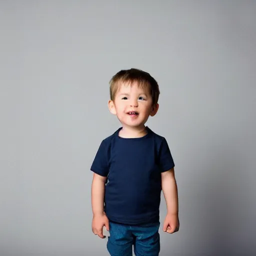 Image similar to a 2 year old kid on a white background standing