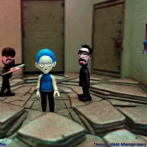 Image similar to claymation scene of the matrix