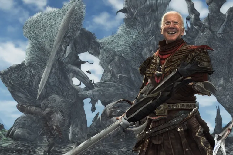 Image similar to joe biden monster hunter screenshot