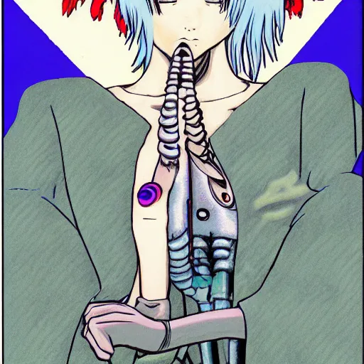 Prompt: rei ayanami by junji ito