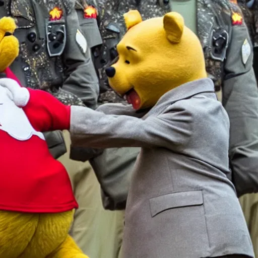 Prompt: winnie the pooh joins the chinese military