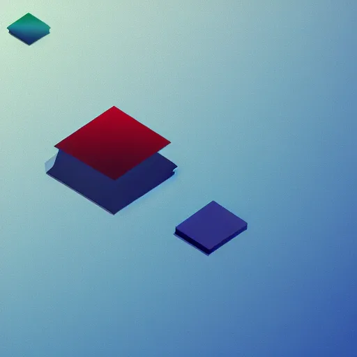 Prompt: flat, isometric, sythwave, printer floating in space