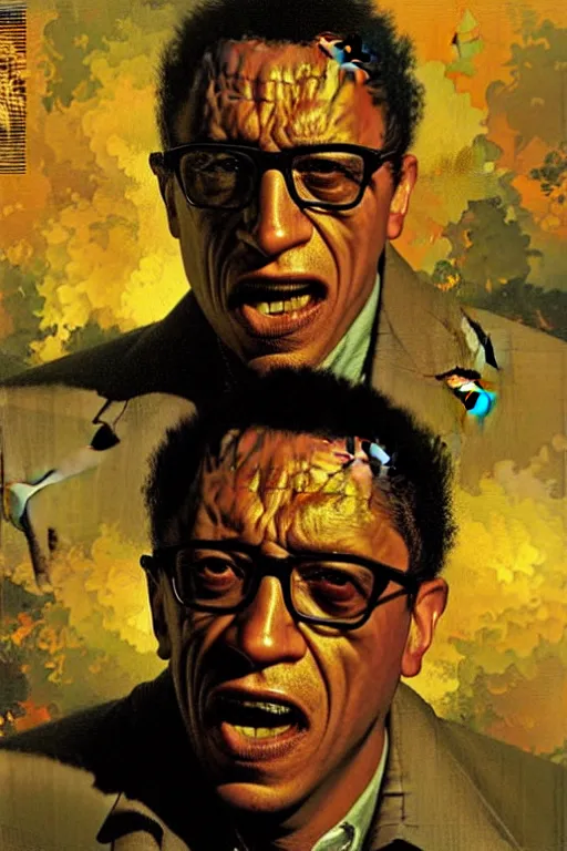 Image similar to gustavo fring angry, enraged, painting by'phil hale '!!! gaston bussiere, craig mullins, greg rutkowski, alphonse mucha