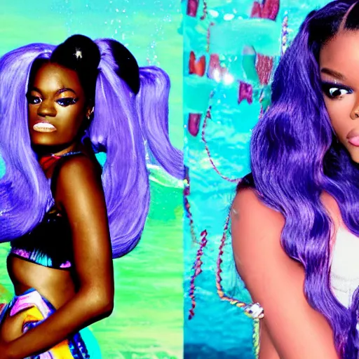 Image similar to azealia banks fantasea ii : the second wave, seapunk 2. 0, yemaya, madre agua, rapunzel mermaid hair