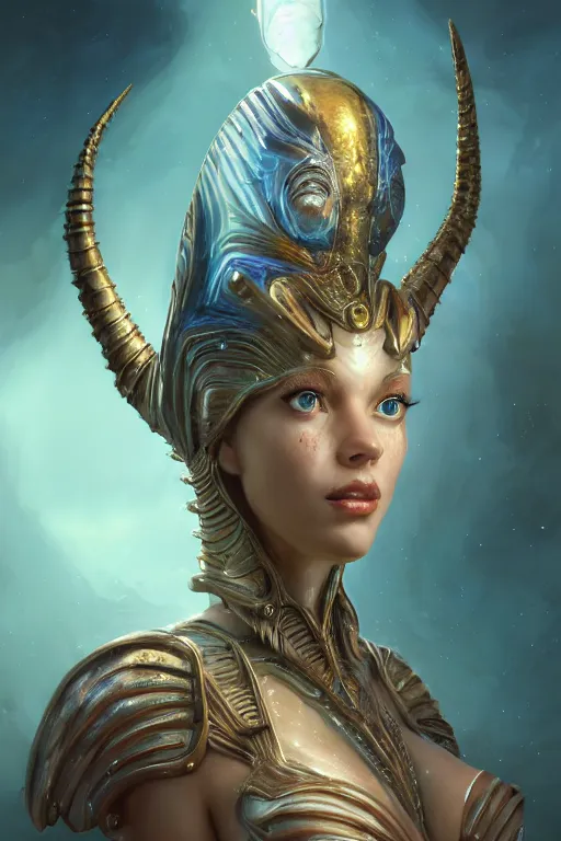 Prompt: portrait of a beautiful female hybrid atlantean anubis elsa jean, alien warrior regal, realistic, refined, detailed, digital art, jessica rossier, michael cheval, esao andrews, steampunk, walt disney ( 1 9 3 7 ), francois boucher, oil painting, highly detailed, cinematic lighting, unreal engine, 8 k, hd