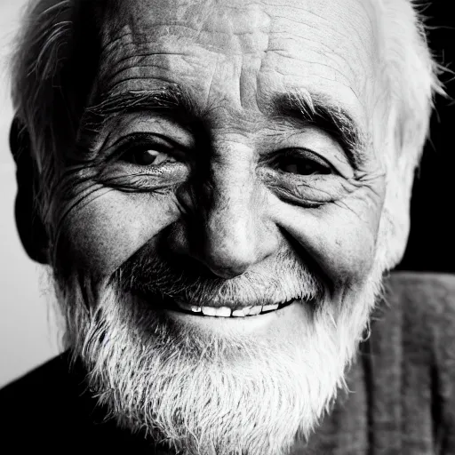 Image similar to electron microscope image of a smiling old man