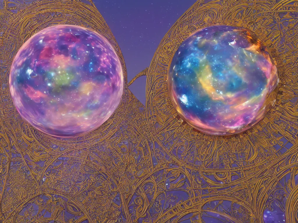 Prompt: The universe is a spheroid region 705 meters in diameter, 3d render, Sunlight Study, by Carducius Ream and ((((Lisa Frank)))), Art Nouveau, 8k, extreme detail, sharp focus, octane render