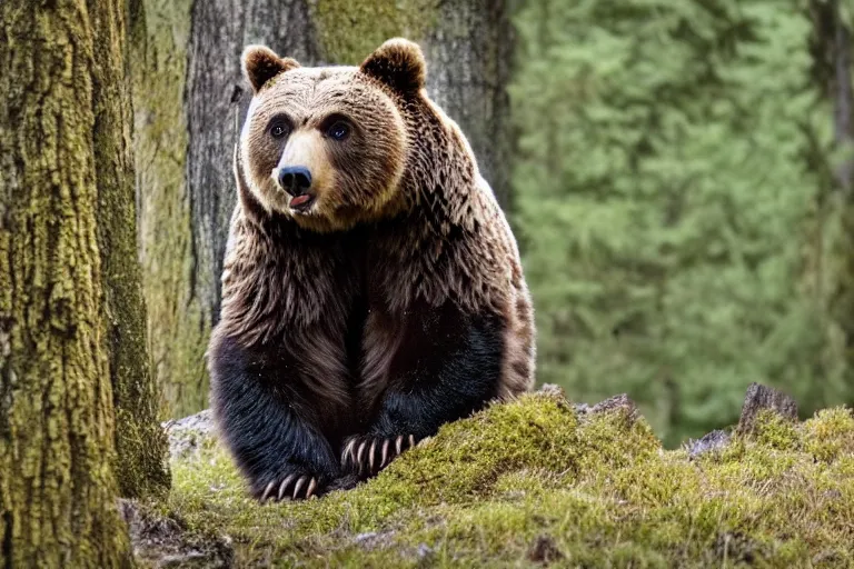 Prompt: wildlife photography of an bear owl hybrid by Emmanuel Lubezki