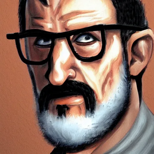 Prompt: Gordon Freeman from half life 2, painted in the style of da vinci