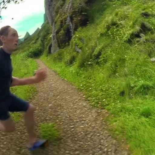 Image similar to Gollum running from frodo, action , go pro footage