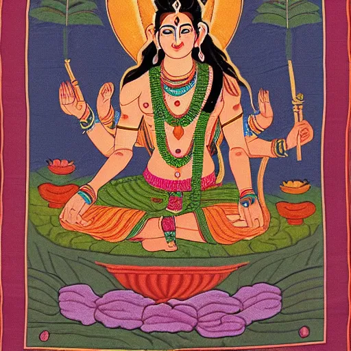 Prompt: goddess shiva tapestry hindu art