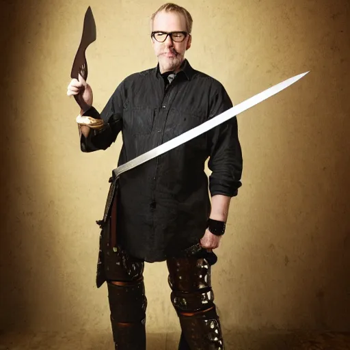 Image similar to adam savage portrait roman general hand on sword