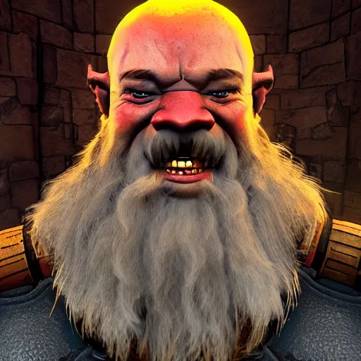 Prompt: fantasy dwarf in doom 2 hell on earth