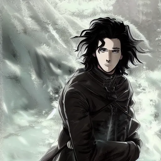 Prompt: an anime style version of jon snow, #art #digitalart artstation hall of fame gallery, editors choice, #1 digital painting of all time, most beautiful image ever created, emotionally evocative, greatest art ever made, lifetime achievement magnum opus masterpiece, the most amazing breathtaking image with the deepest message ever painted, a thing of beauty beyond imagination or words