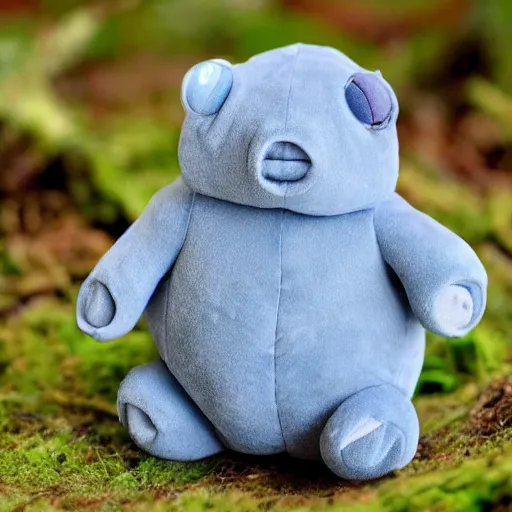 Image similar to plush tardigrade doll in the arms of an angel. Cute water bear. Adorable moss piglet.