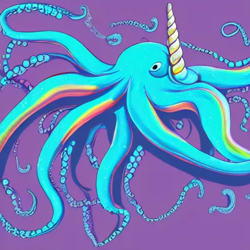 Prompt: octopus and unicorn hybrid, ultra hd, 4k, digital artwork