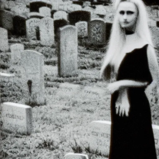 Image similar to gothic girl on graveyard, 8 mm film