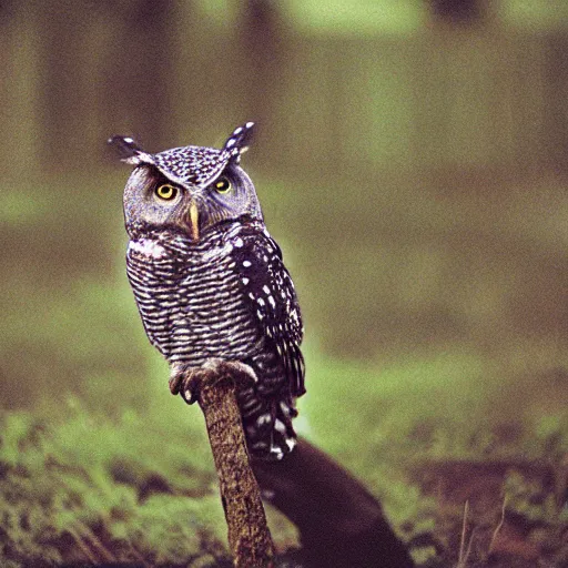 Prompt: noctilux owl cinestill,