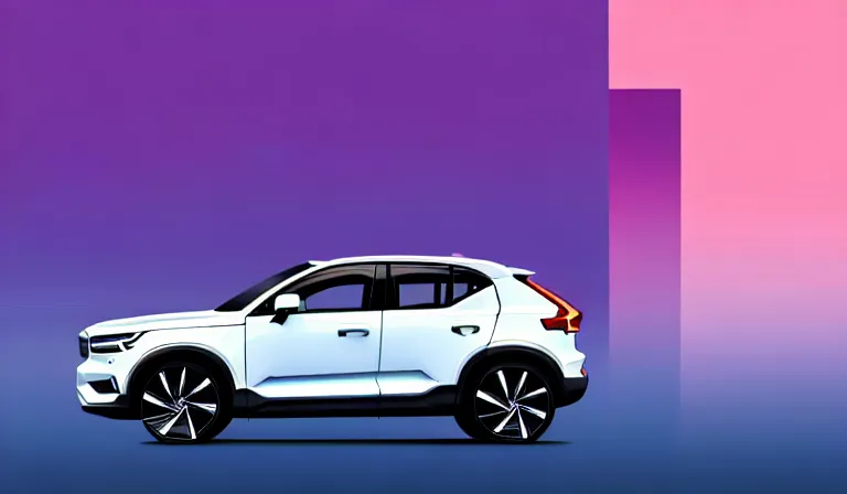 Image similar to a beautiful, sharp focus, clean lines, vector art. white volvo xc 4 0 in an urban cityscape. vaporwave ombre rendering. outrun style. in the style of a travel poster. trending on artstation. recommended for you behance. by chris moore. by edward hopper. ambient occlusion. digital matte painting. metropolis filmic. gotham city.