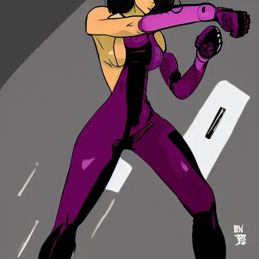 Prompt: a woman fighter styled like aeon flux peter chung