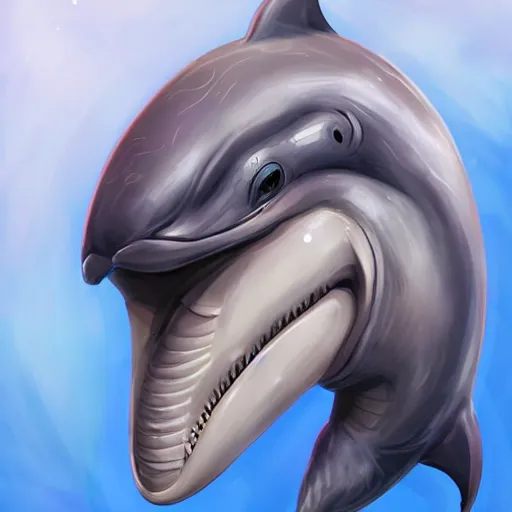 Image similar to Cyborg dolphin portrait, artstation