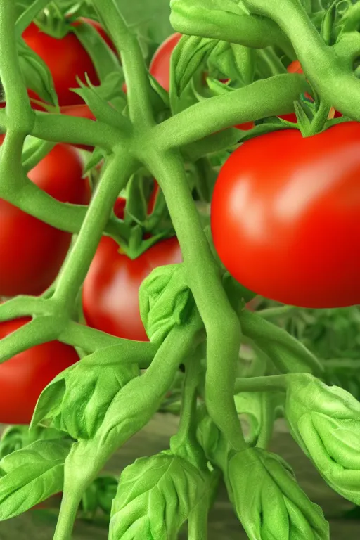 Image similar to 3D Render of a Mutant Tomato Plant