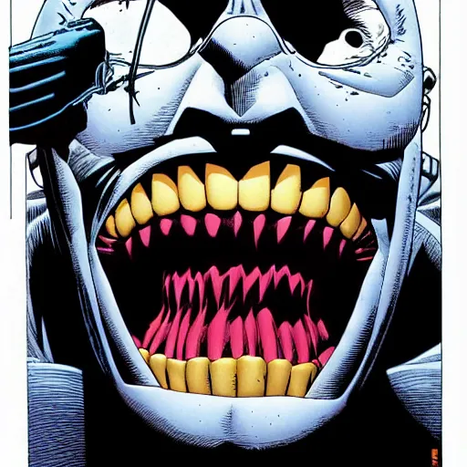 Prompt: The batman who laughs by Brian Bolland