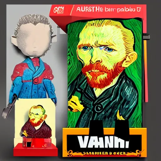 Prompt: van gogh, stop motion vinyl action figure, plastic, toy, butcher billy style