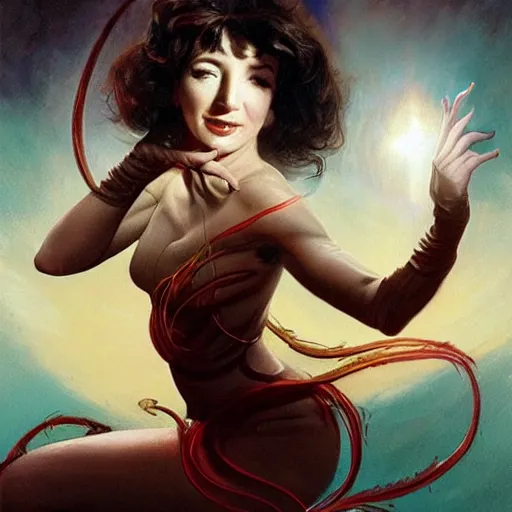 Prompt: kate bush as a princess of saturn, intricate, elegant, highly detailed, digital painting, artstation, concept art, smooth, realism, cinematic, sharp focus, illustration, art by frank frazetta, william mortensen, arny freytag