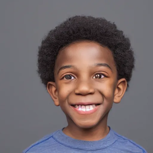 Image similar to portrait of a black boy smiling, studio portrait