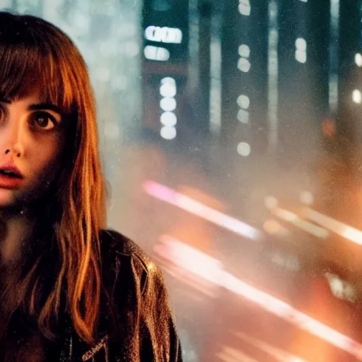 Image similar to ana de armas as a hologram in blade runner